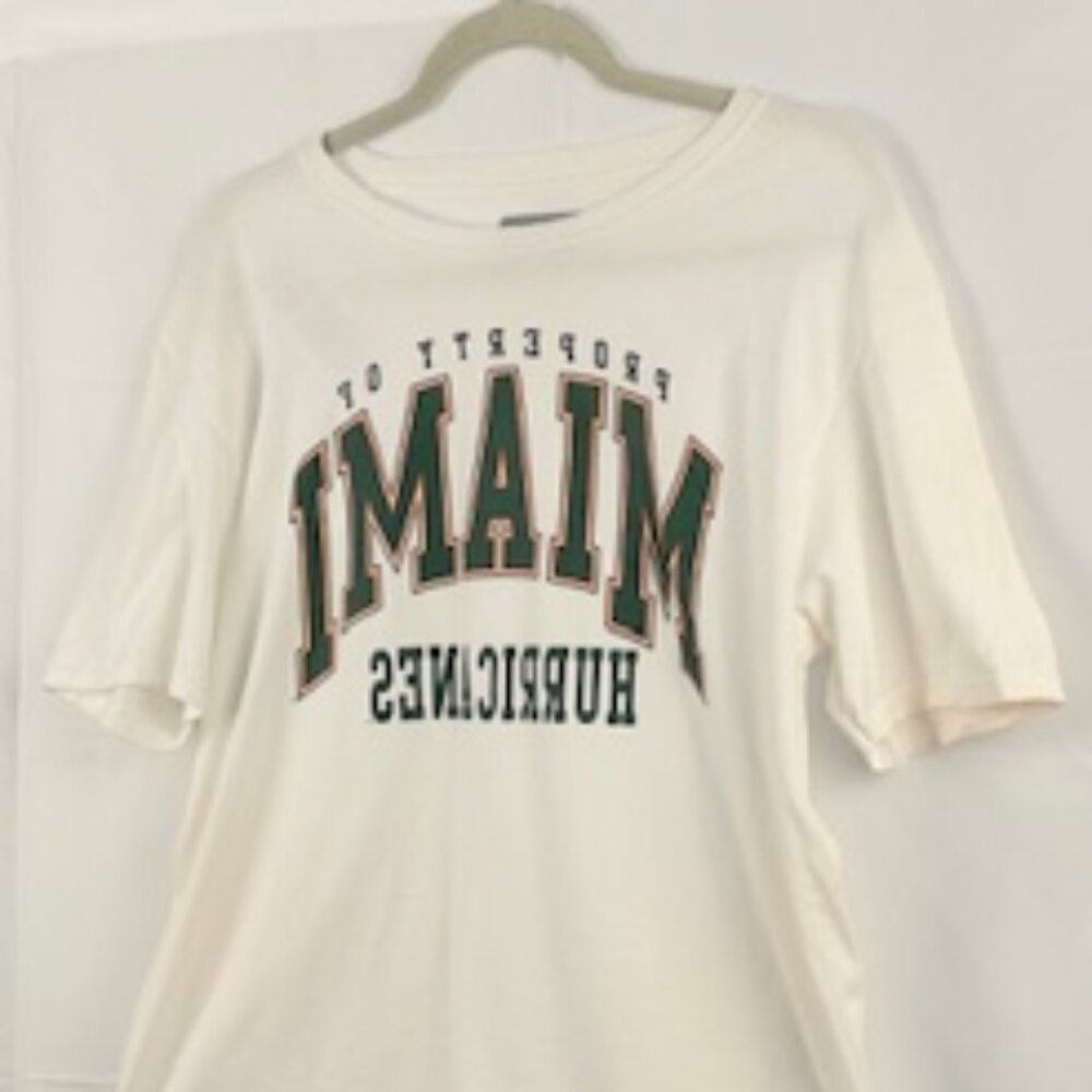 Property of Miami Hurricanes White Tee - Size L